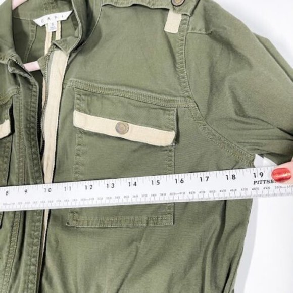CAbi Womens Green Anorak Military Tunic Jacket Canvas Epaulette Full Zip Small - Picture 6 of 9